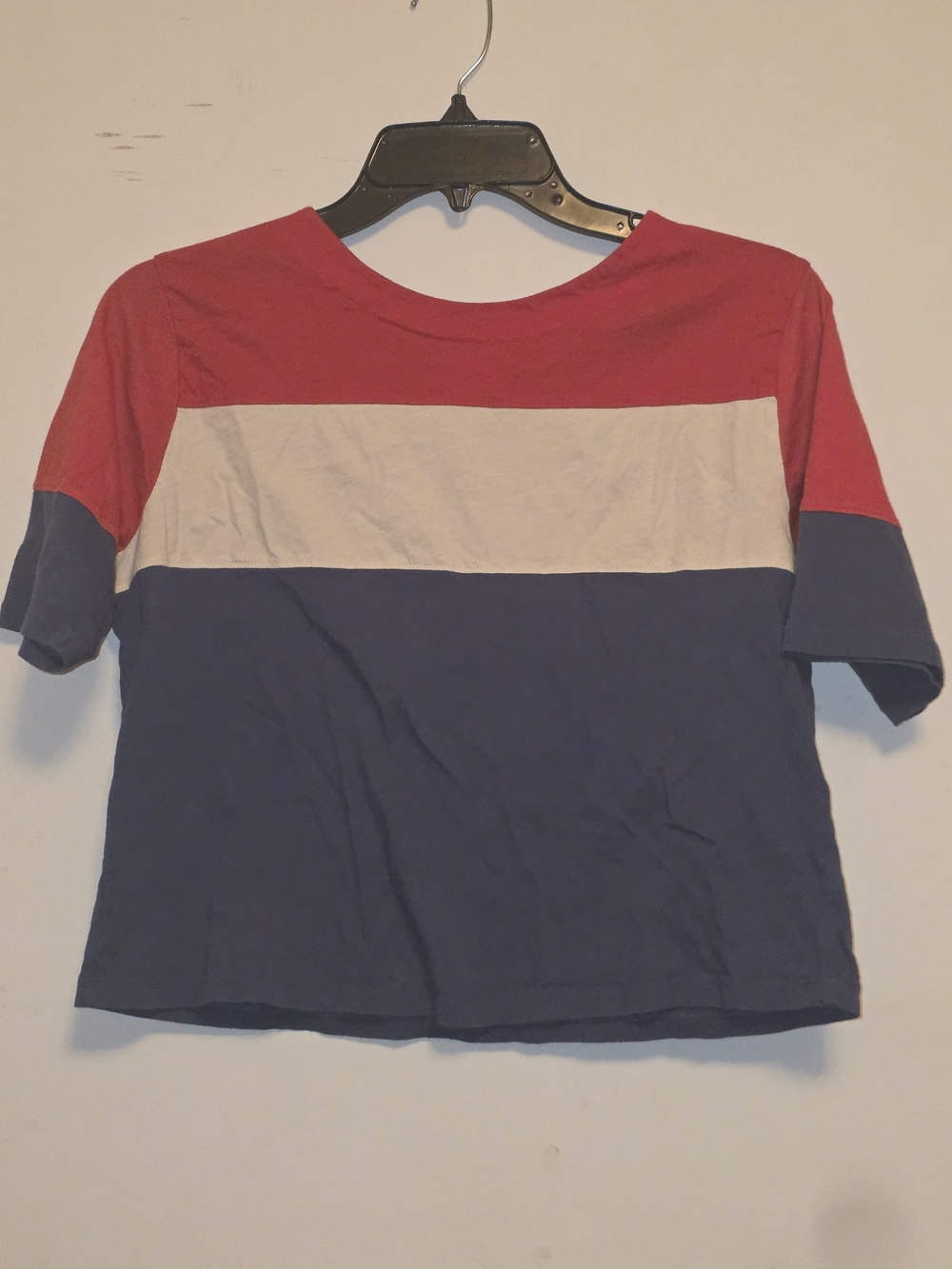 RVCA Red White Blue Colorblock Short Sleeve Tee